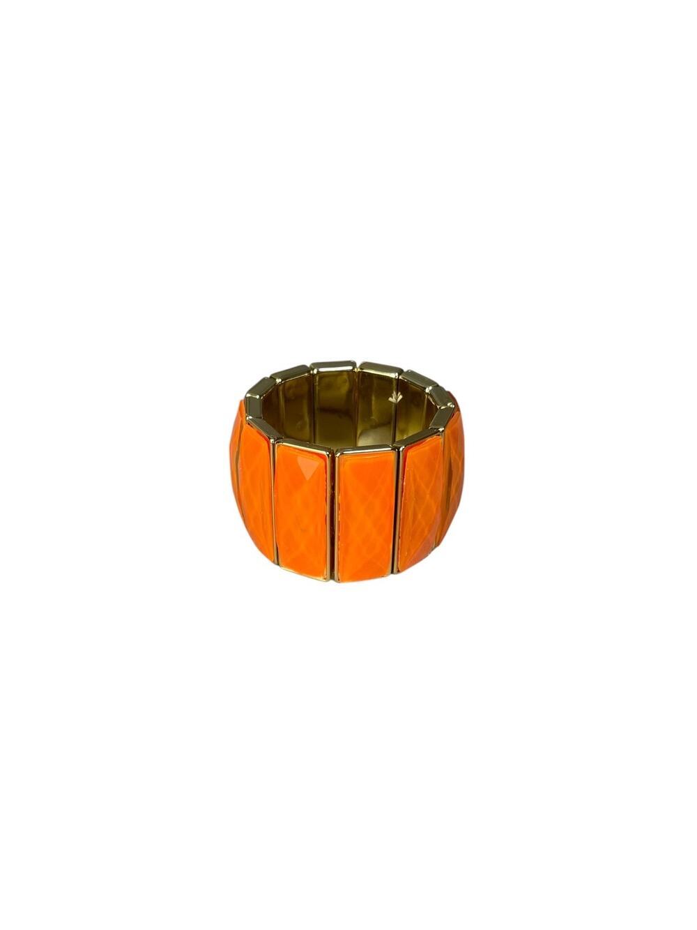 Unbranded Stretch Acrylic Orange/Gold Wide Cuff Bracelet